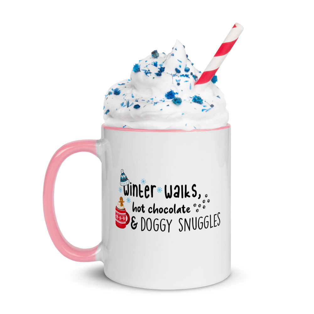 winter walks hot chocolate two toned mug