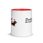 dachsund through the snow two toned christmas mug