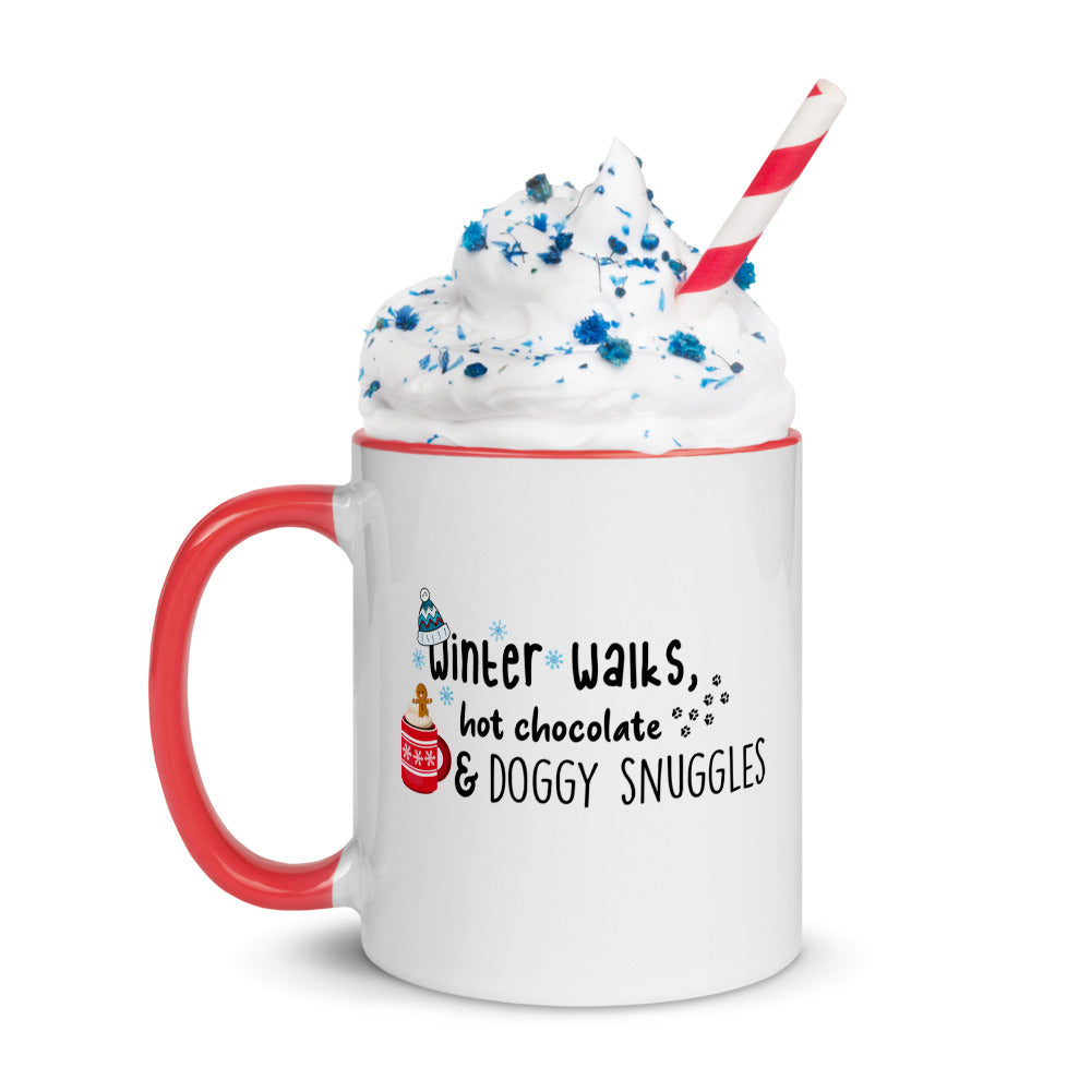 winter walks hot chocolate two toned mug