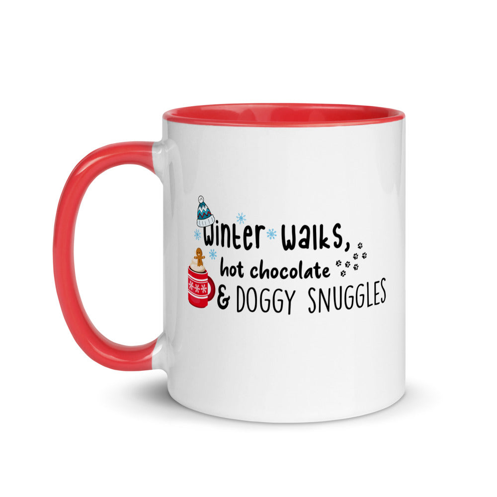 winter walks hot chocolate two toned mug red